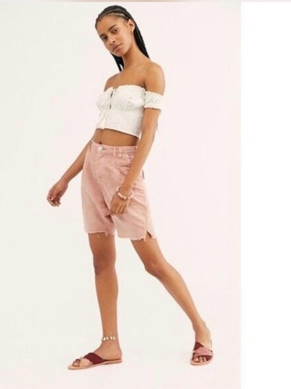 NWT Free People utility Harem Short Braided Rose